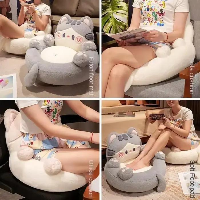 Tissu de maison PuTuan coussin mignon câlin chat dessin animé sol paresseux canapé ménage Tatami enfants cadeaux