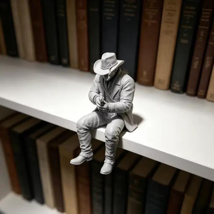 Figurine de cowboy occidental assis