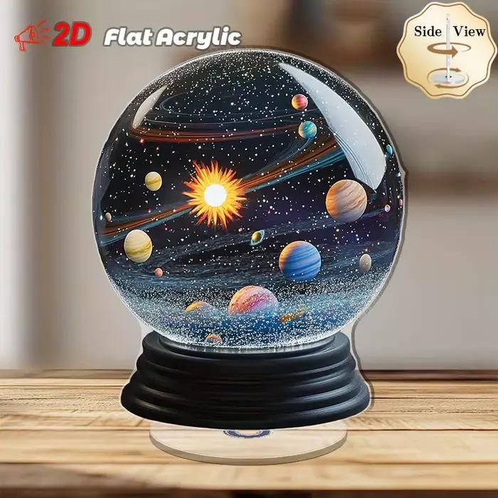 Avion rotatif 2D sur le thème de l'univers, système solaire en acrylique, Mini Globe, décor de bureau, ornement de salle, cadeau pour passionné d'astronomie, 1 pièce