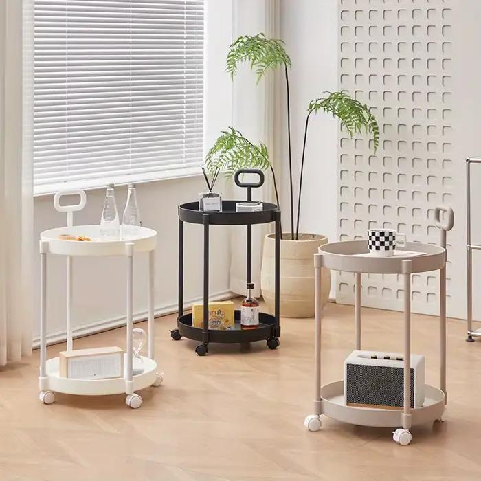 Table d'appoint élégante à 2 niveaux avec roulettes