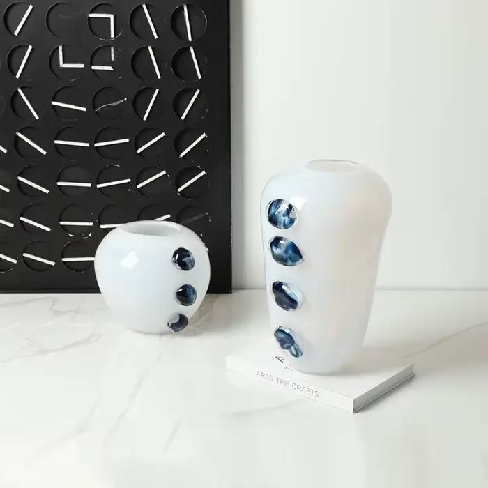 Vase en verre créatif avec relief de galets, vase à fleurs, accessoires pour arrangements floraux, terrarium, accessoires de décoration pour la maison