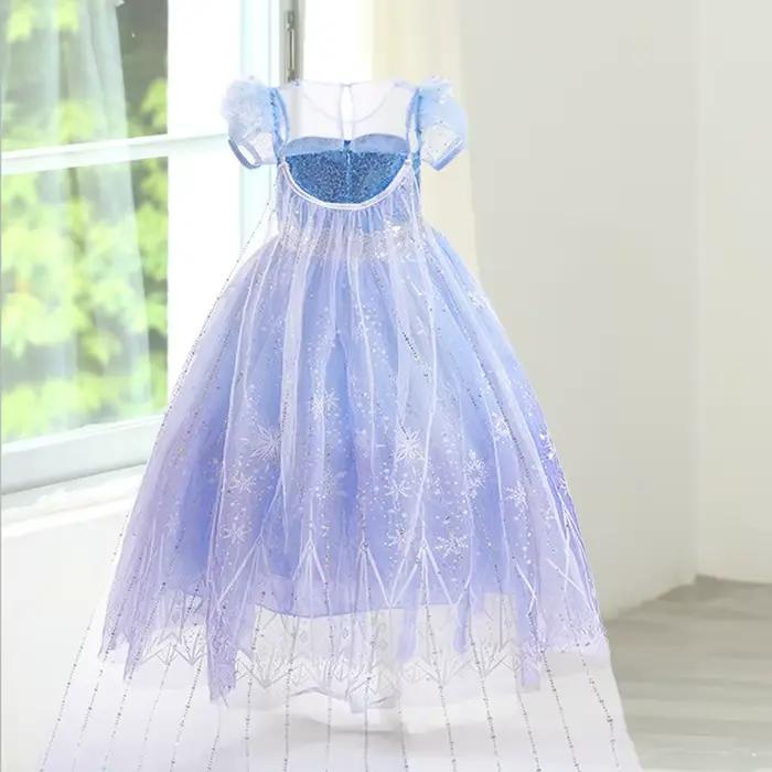 Nouvelle robe Elsa lumineuse pour fille, tenue de fête d'anniversaire, costume de cosplay, robe d'Halloween pour enfant