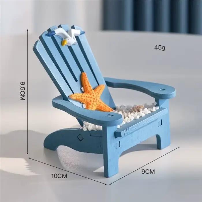 BSEVB-1Set Chaise de plage en bois de style méditerranéen - Ornements pour maison de poupée, décoration sur le thème de la plage, décoration côtière et nautique
