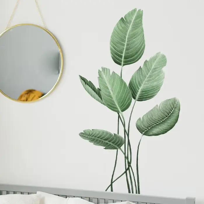 Autocollants muraux feuilles de plantes vertes tropicales pour salon décoration de chambre à coucher papier peint auto-adhésif PVC moderne occassions spéciales