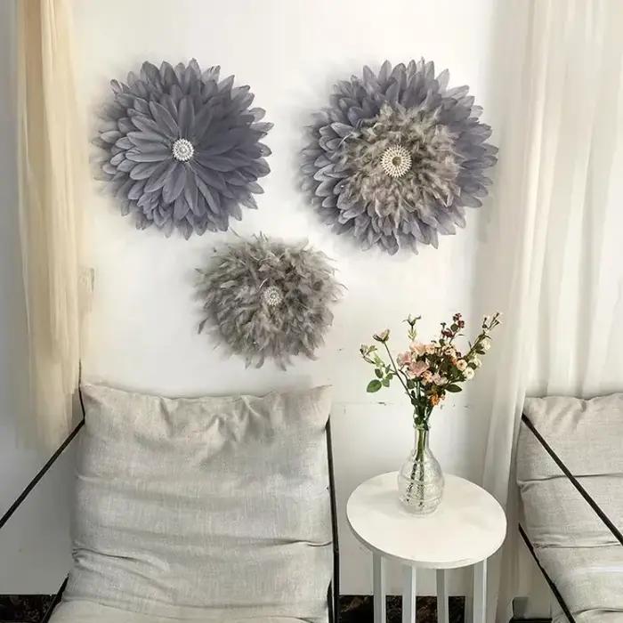 Décoration murale nordique luxueuse en plumes
