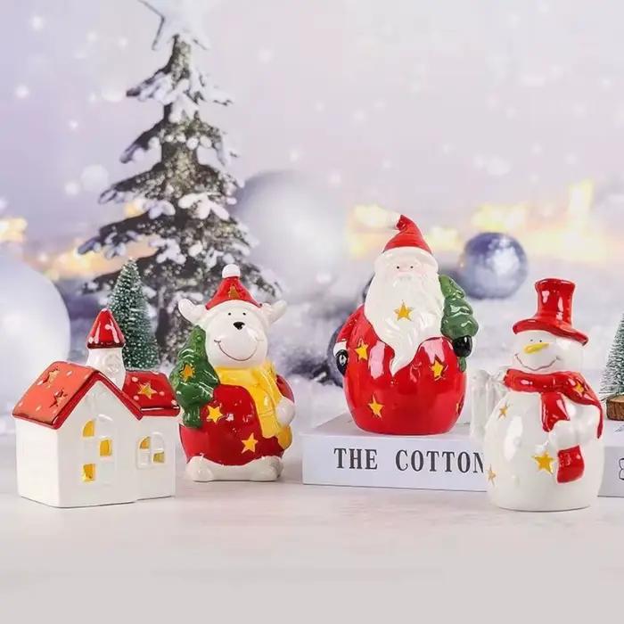 Artisanat en céramique veilleuse de noël mignon atmosphère créative lumière à la main artificielle