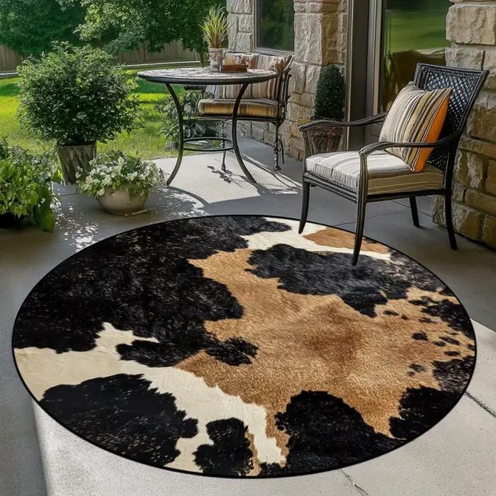 Tapis rond imprimé en peau de vache