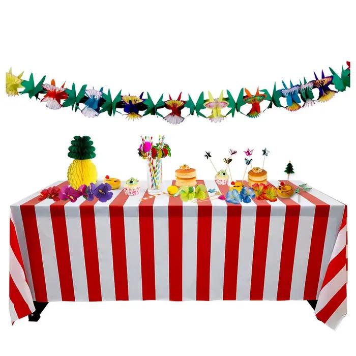 Nappe jetable à rayures rouges et blanches de noël