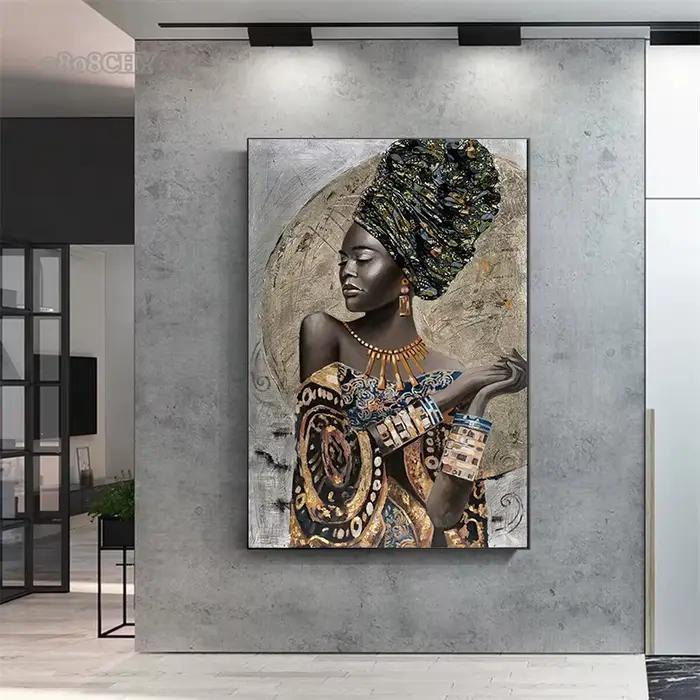 Toile d'art abstrait de femme africaine