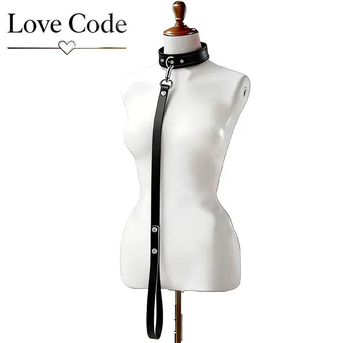 Accessoires exotiques de bondage BDSM, collier en cuir avec laisse, ceinture, collier ras du cou, accessoires pour animaux de compagnie, réglable, noir