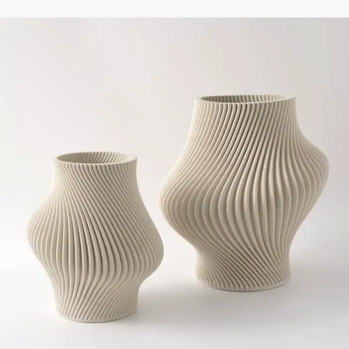 Vase en céramique froissée moderne pour fleurs fraîches ou séchées, vase de table hydroponique, artisanal, pour intérieur, cadeau d'anniversaire ou de mariage