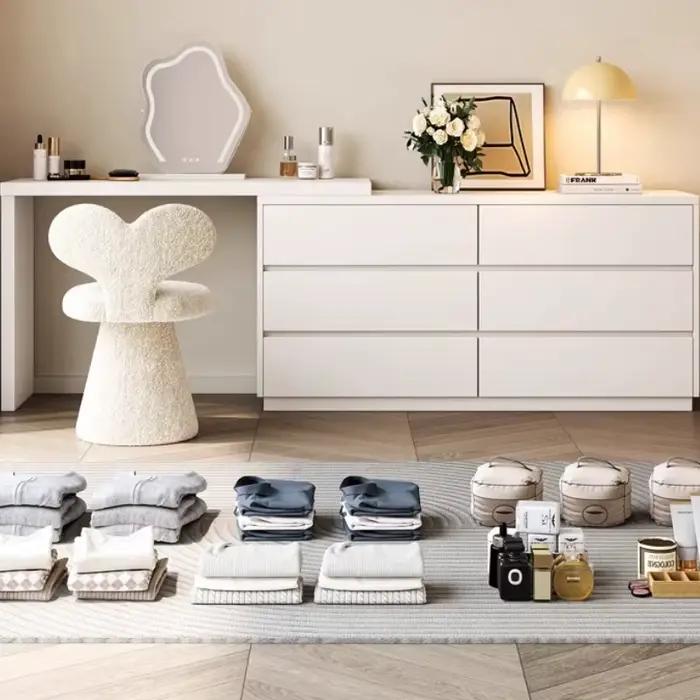 Miroir blanc coiffeuse minimaliste bois tiroir De rangement