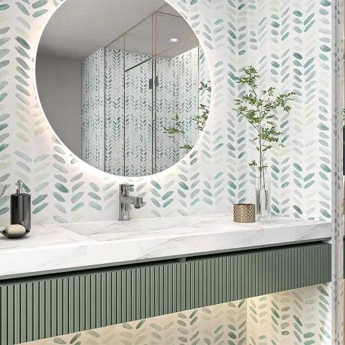 Papier peint KALYNN motif feuille style classique résistant à l'humidité pour décoration intérieure chambre salon cuisine chambre d'enfants