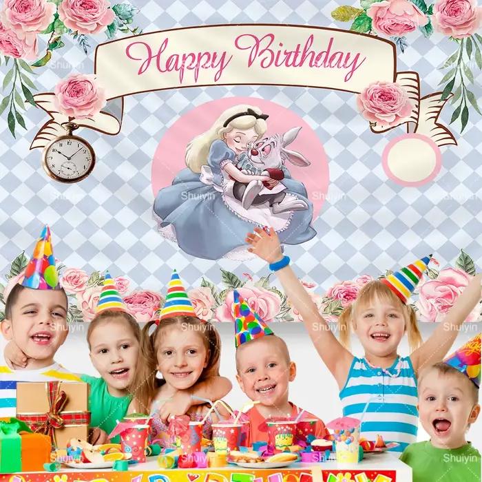 Toile de fond Alice au pays des merveilles pour fête d'anniversaire d'enfants