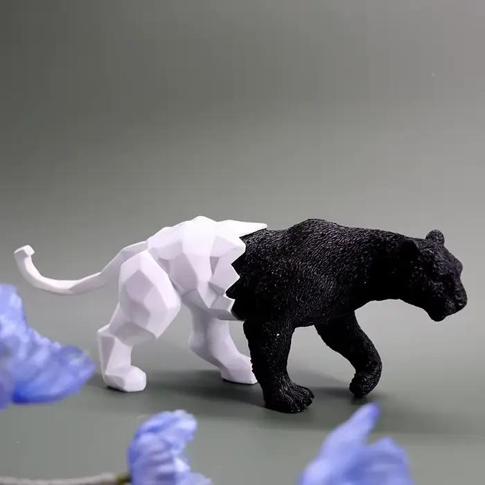 YuryFvna-Statue d'Animal Panthère en Résine