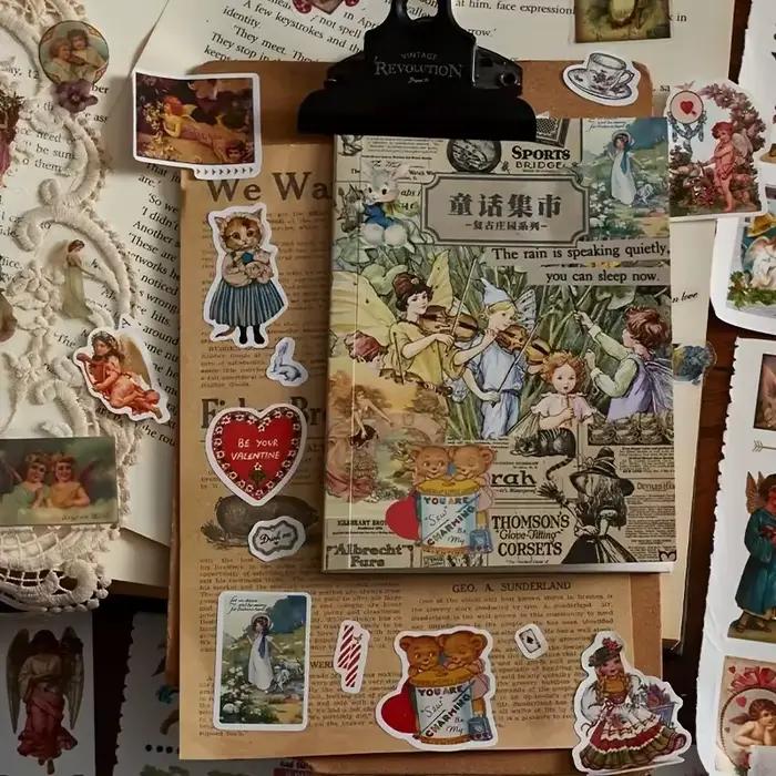 Livre d'autocollants de 20 feuilles, matériel de décoration rétro pour Journal indésirable, fournitures de fond décoratif pour Album d'art, DIY bricolage