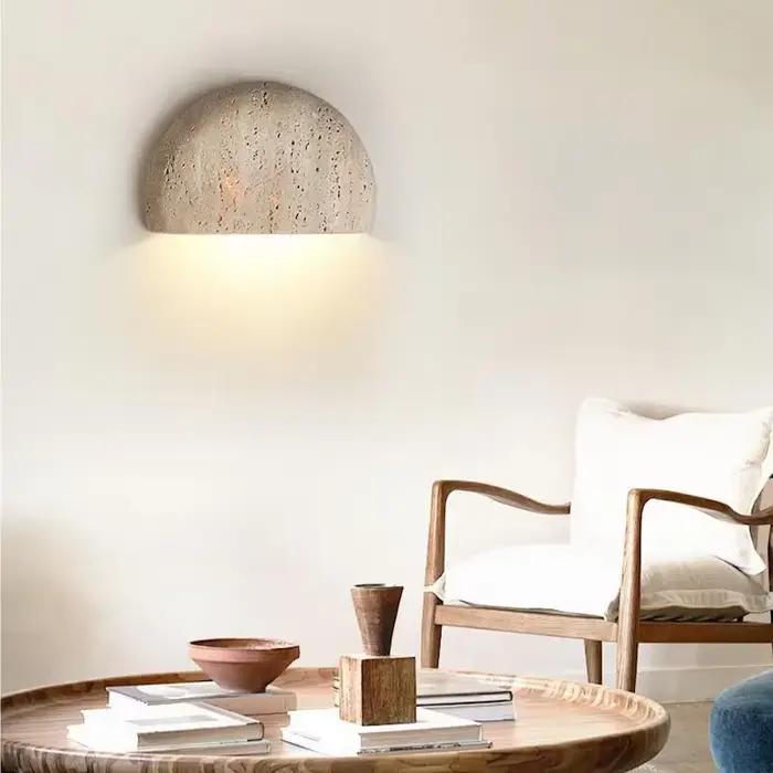 Lampe murale rétro en pierre Wabi-sabi pour salon, porche, couloir, café, chambre à coucher, ambiance maison d'hôtes