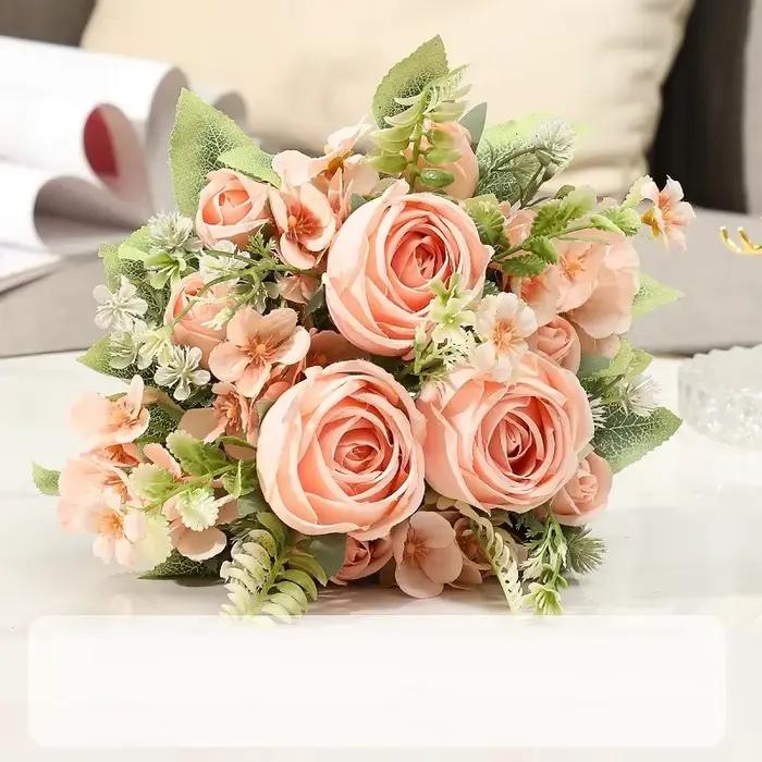 Bouquet de Roses artificielles en soie, décoration de maison, Simulation de fleur Kimberley, bourgeon de Rose, hortensia, fleuriste décorative pour salon