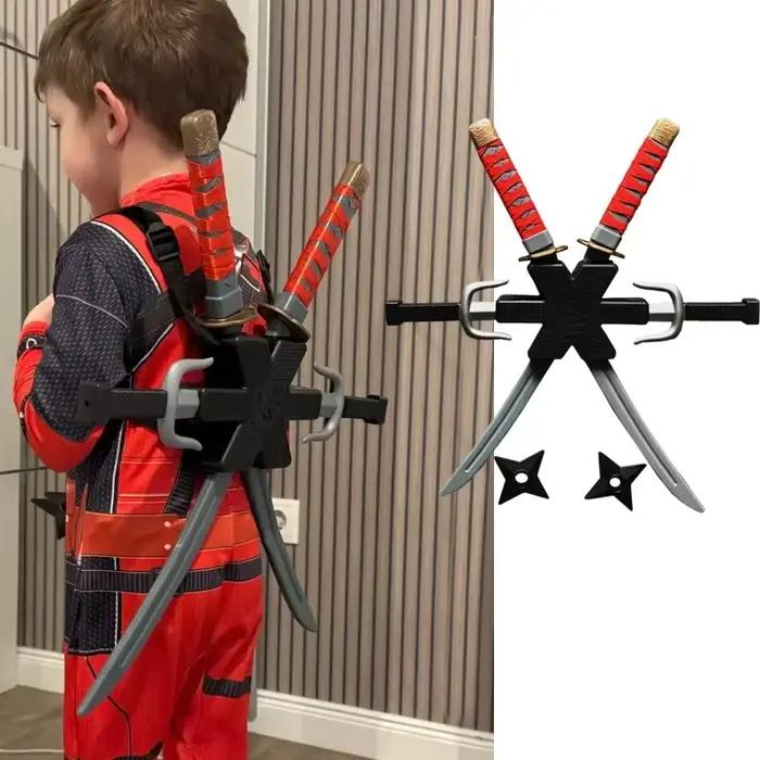 Ensemble Ninja pour Halloween, accessoires de cosplay de samouraï pour enfants, bretelles, ensemble de couteaux, accessoire d'épée, modèle de fléchettes, cadeaux, collection de jouets
