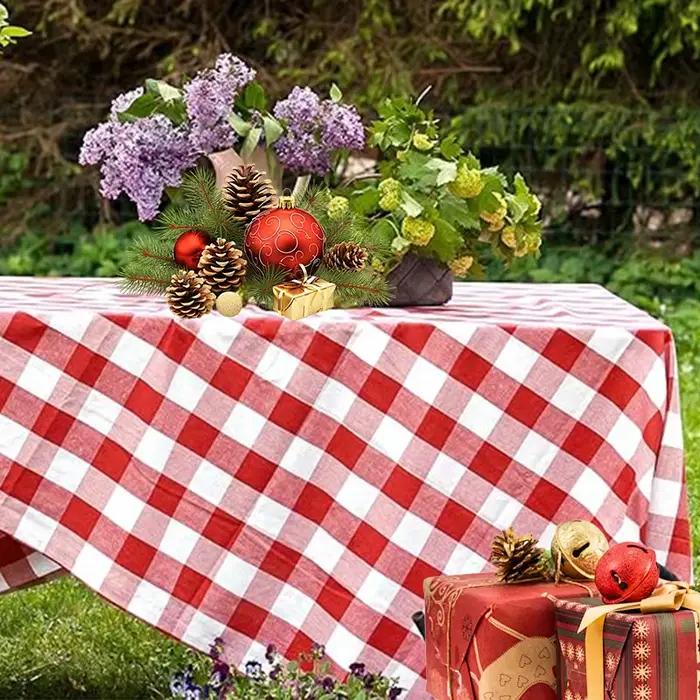 Nappe à carreaux rétro chaude rouge et blanche