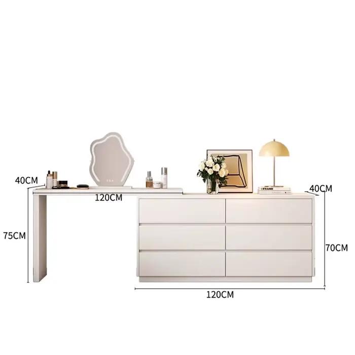 Miroir blanc coiffeuse minimaliste bois tiroir De rangement