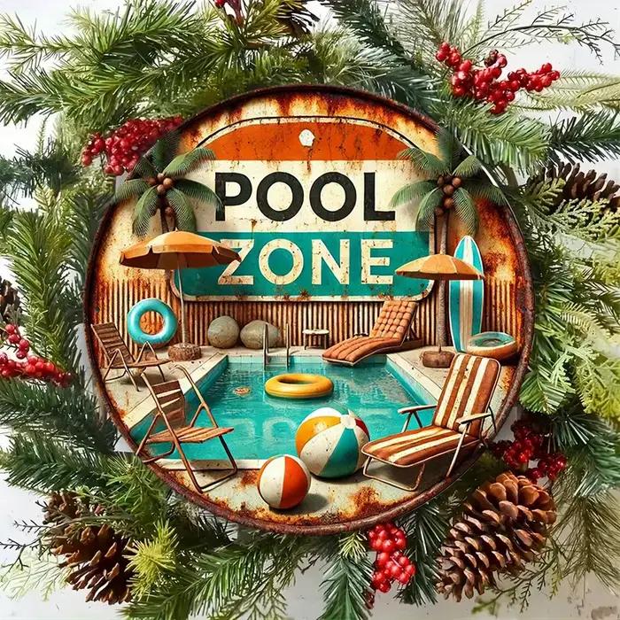 Panneau métallique rétro pour piscine