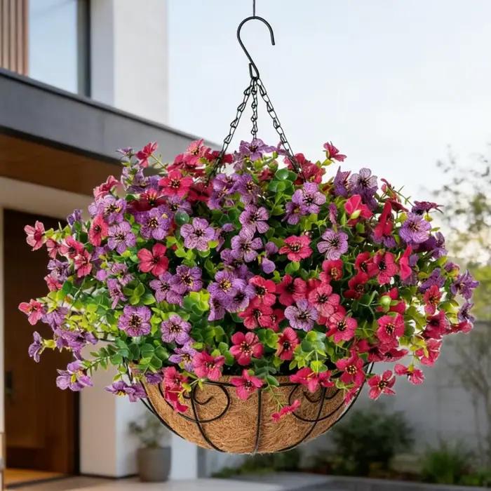 Panier suspendu pour fleurs artificielles