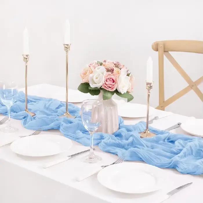 Chemin de table en gaze vert sauge rustique style bohème pour mariage baby shower anniversaire et décoration de table pour la maison