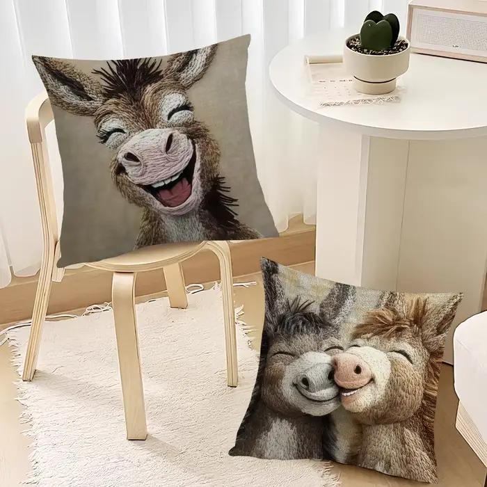 Sourire âne âne b housse de coussin décoration chambre boutique voiture meilleur bureau à domicile café oreiller canapé impression nordique simplicité frappé