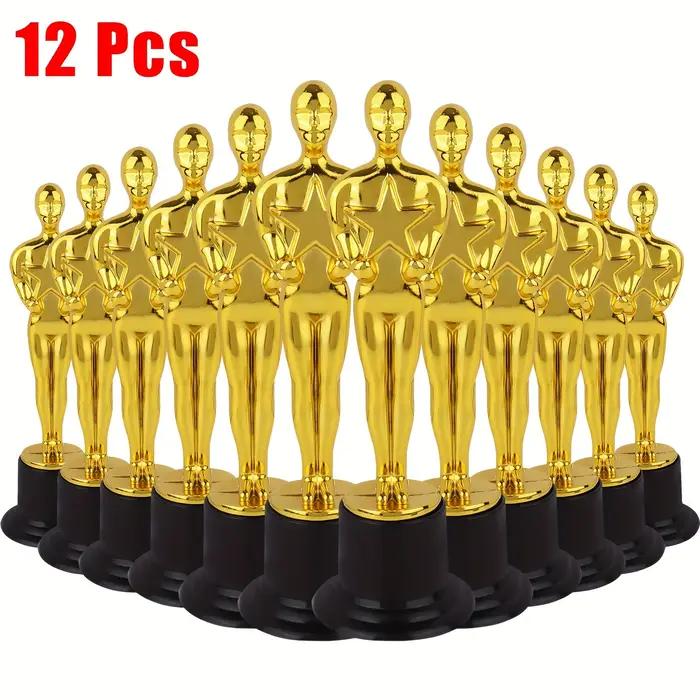 Statuettes de trophées dorés, trophées de récompense de Style Oscar en plastique pour décorations de fête, cadeaux d'appréciation, 1/3/6/12 pièces
