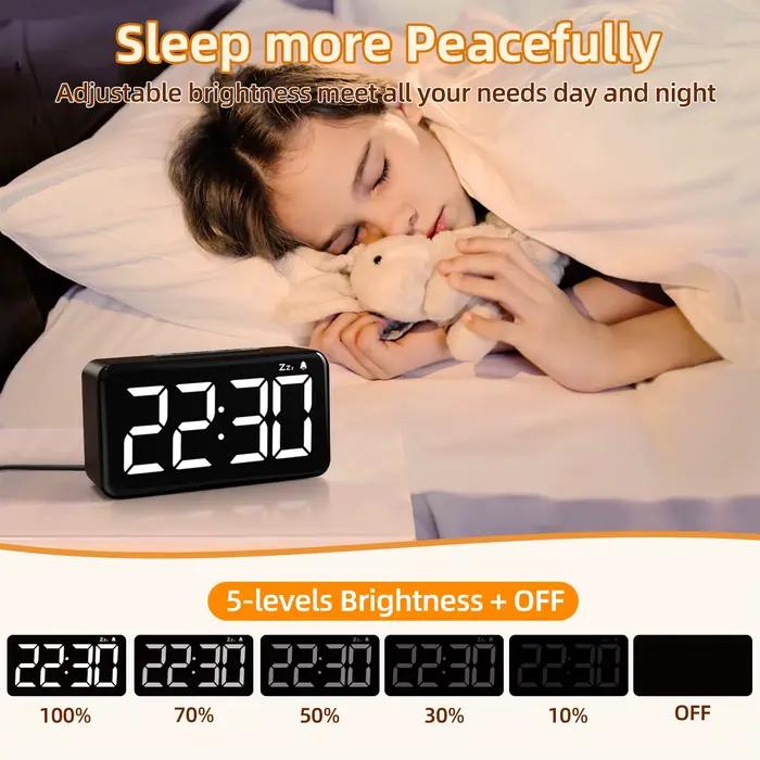 Horloge numérique LED moderne réveil en bois Snooze affichage temps électronique bureau
