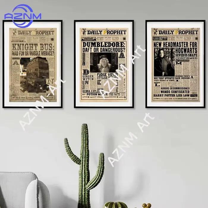 Affiche Harry Potter, impression artistique de journal magique vintage