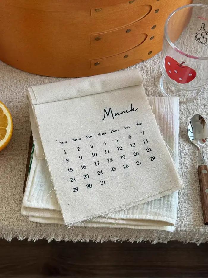 Calendrier mural 2026 en tissu de coton