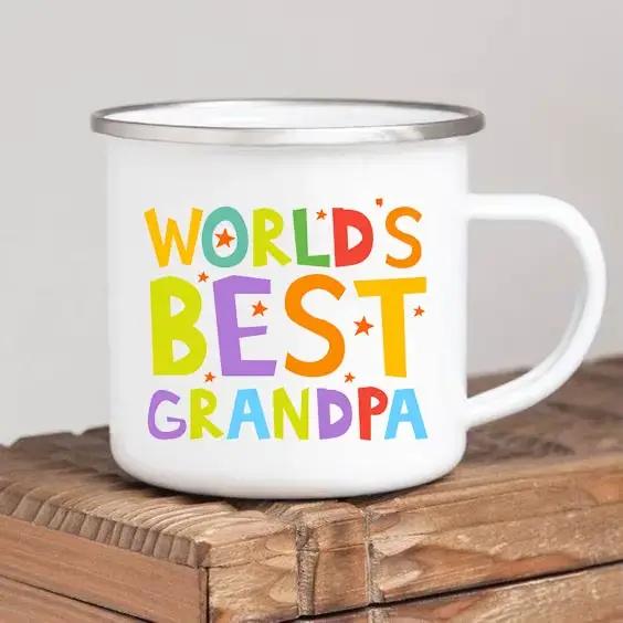 Tasse à café en émail pour grand-mère, cadeau de fête des mères, meilleure grand-mère du monde, tasses à boire grand-mère, cadeaux d'anniversaire grand-mère