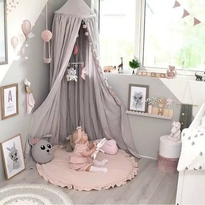 Tapis de jeu pour bébé, sol rond en coton doux, couverture de literie pour bébé, tapis rampant en dentelle, jouets pour chambre d'enfant, décor de pépinière