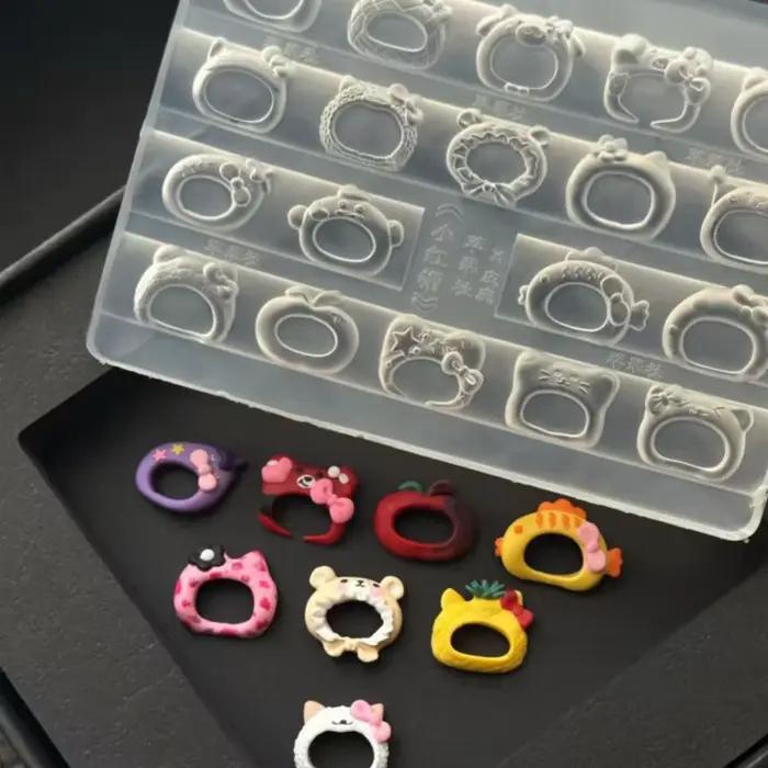 Moule à ongles en silicone transparent 3D, motif dessin animé mignon avec chapeau et nœud papillon, accessoire DIY pour les passionnés de beauté