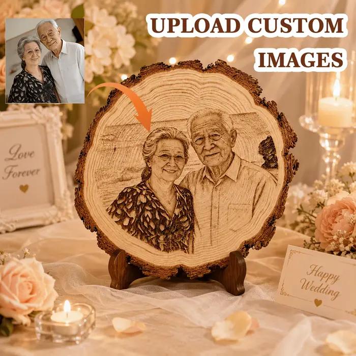 Ornement photo en bois vintage personnalisé – Décoration