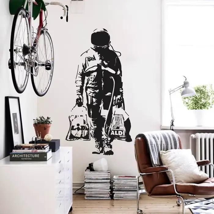Autocollant mural BANKSY astronaute Art de la rue
