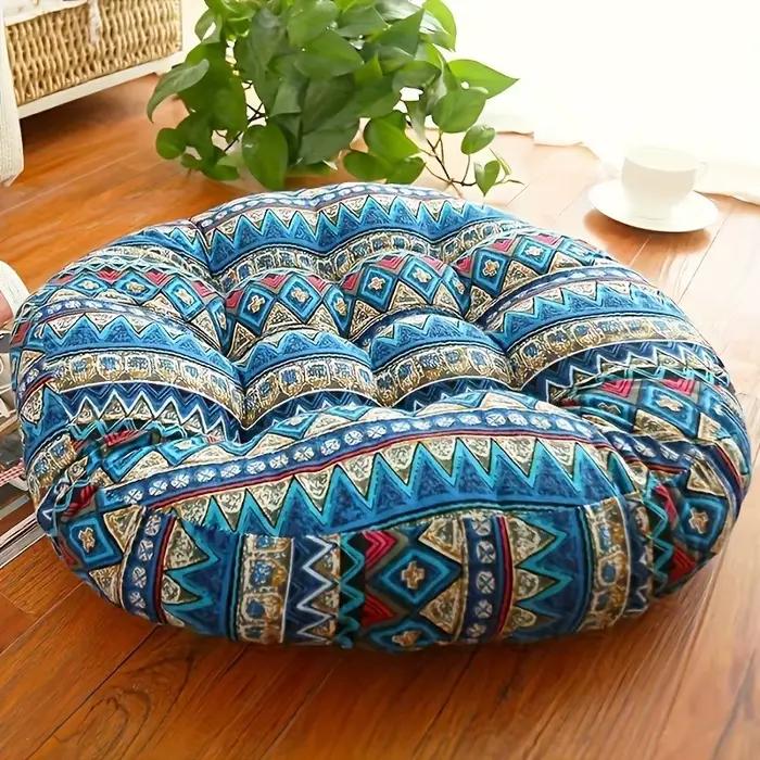 Coussin de Siège Circulaire en Tissu Ethnique