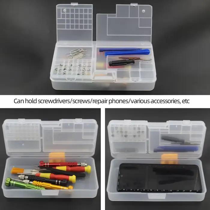 Boîte, composants électroniques, rangement en plastique Transparent, petits accessoires à vis, grille de Classification des outils