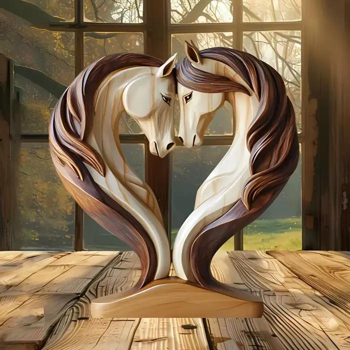 Sculpture de cheval en bois 2D
