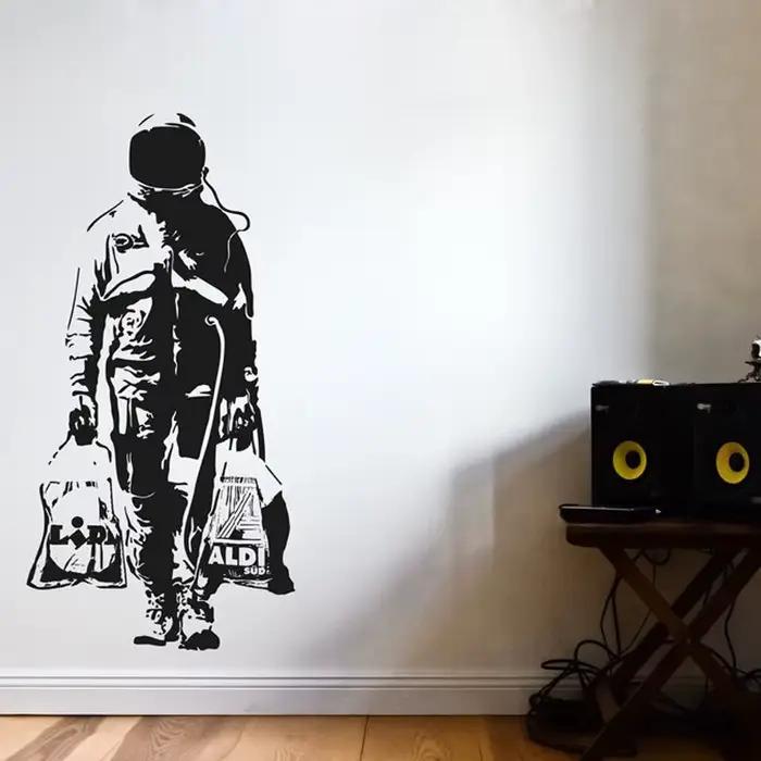 Autocollant mural BANKSY astronaute Art de la rue