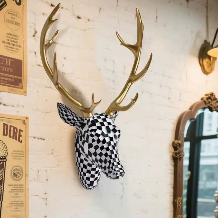 Décoration murale tête de cerf en mosaïque moderne