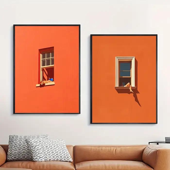 2 pièces d'impressions murales sur toile orange vif