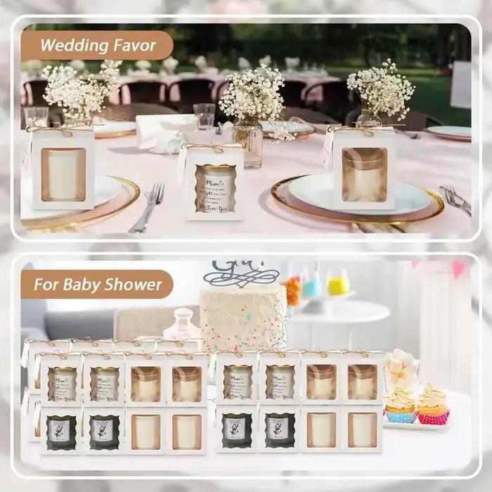 Boîte cadeau de bougie pour fêtes d'anniversaire mariage et autres occasions spéciales carton blanc kaki multi 8x11cm 9x12cm pliable et personnalisable