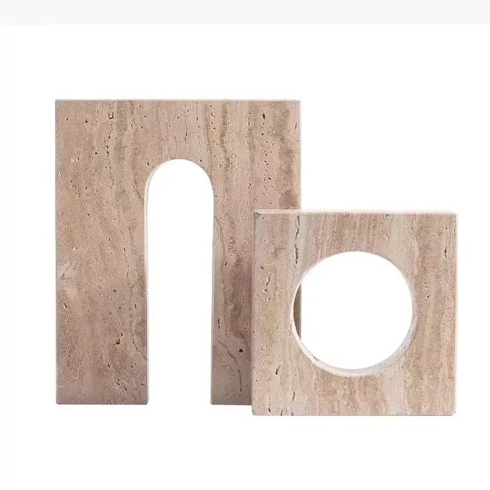 Ornements géométriques en pierre naturelle modernes pour décoration de bureau et sculpture artisanale élégante à offrir pour les occasions spéciales