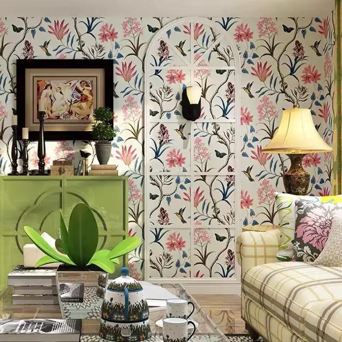Papier peint auto-adhésif fleur et oiseau