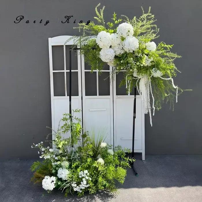 Plantes artificielles suspendues, rangée de fleurs, route, plomb, sol, Style forêt, décoration de Mariage, Arche Mariage, fleurs artificielles