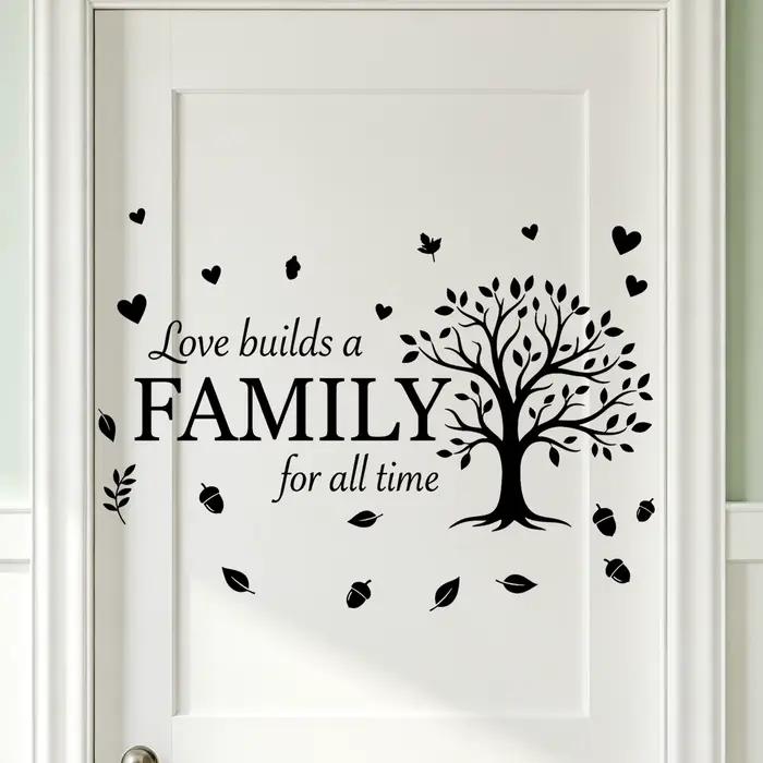 Autocollant mural inspirant « L'amour construit une famille »