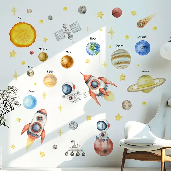Autocollants muraux de galaxie spatiale de dessin animé